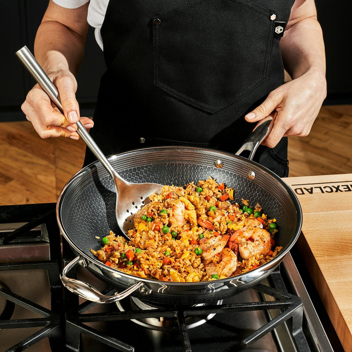 7 pc HexClad Cookware Hybrid Cookware Set w/ Lids & Wok