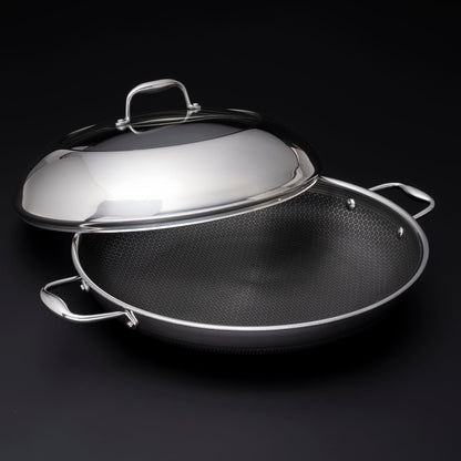 35 cm HexClad Cookware Hybrid Pan with Lid