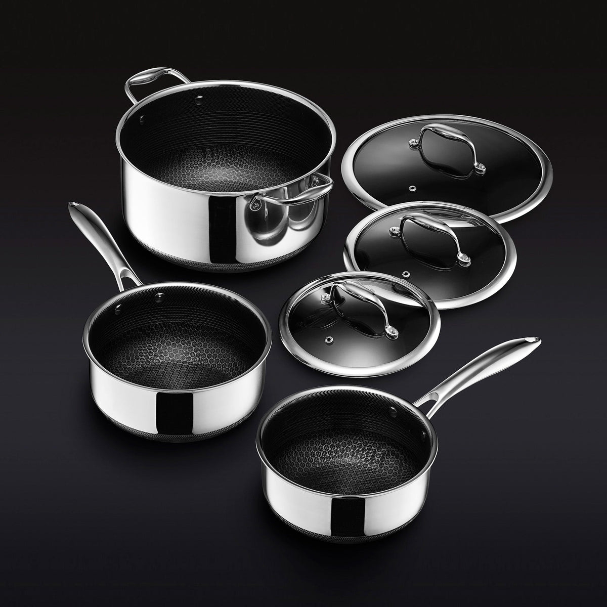 HexClad Cookware Hybrid Pot Set 6 PC