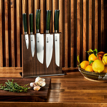 HexClad Cookware Magnetic Walnut Knife Block