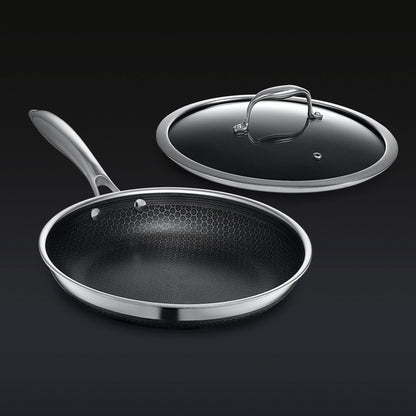 25 cm HexClad Cookware Hybrid Pan with Lid