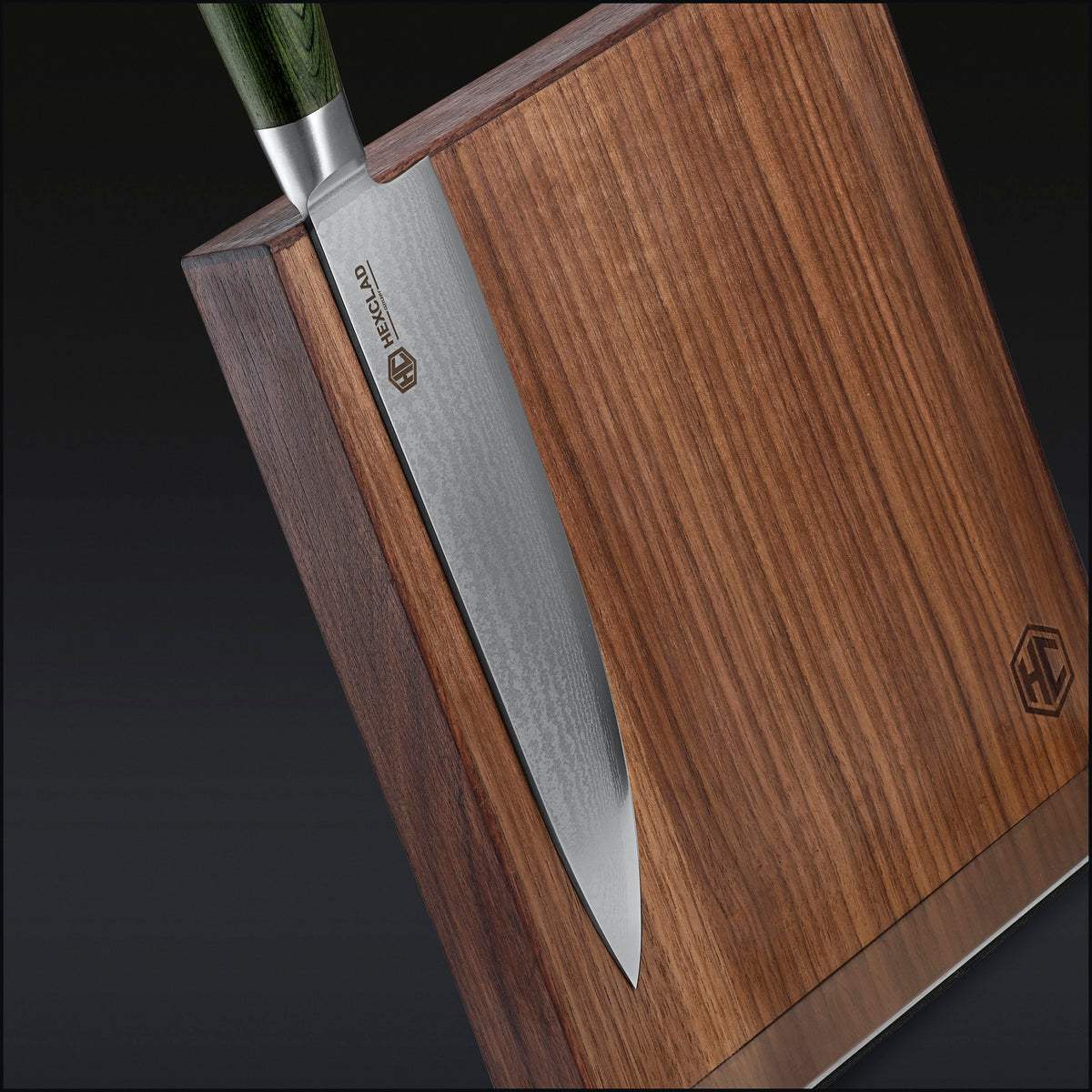 HexClad Cookware Magnetic Walnut Knife Block