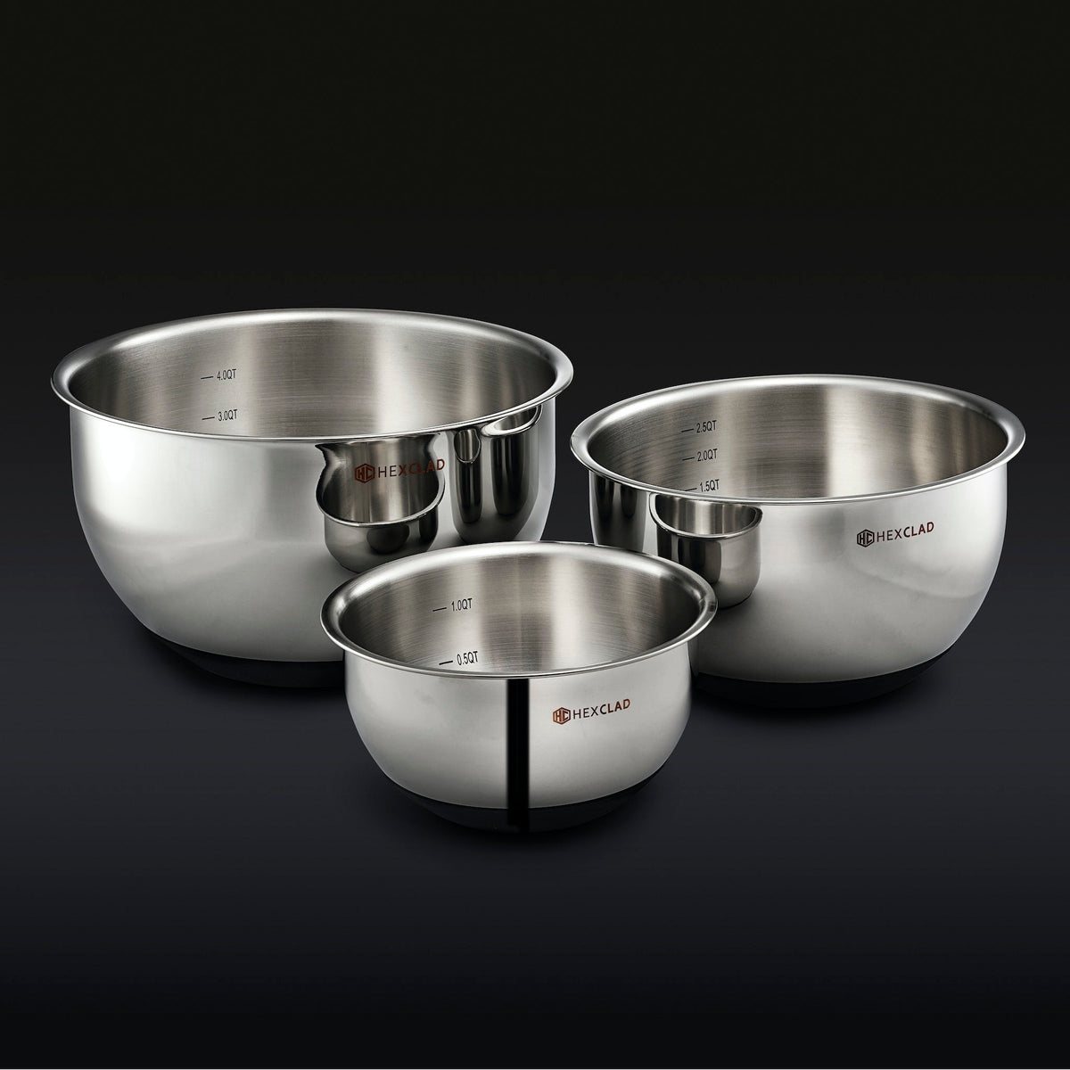 HexClad Cookware Vacuum Seal Stainless Steel Mixing and Storage Bowls